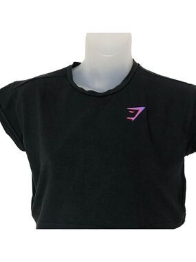 Gymshark Black Cropped Work Out Top Size XS